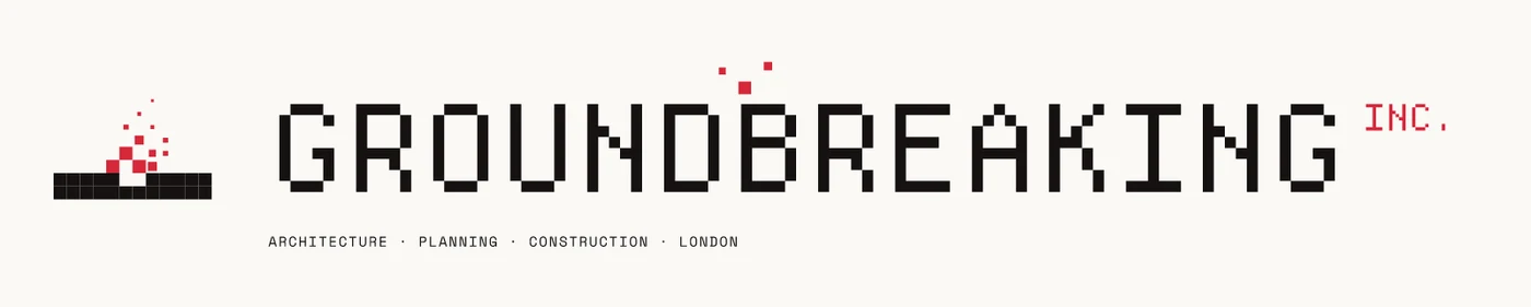 Groundbreaking Inc. logo: a free incubator for founders building software for architecture, planning and construction in London